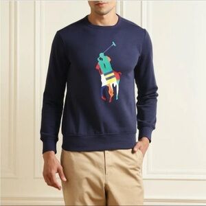 Polo By Ralph Lauren Men’s Multi-Color Big Pony Graphic Crewneck Sweatshirt XL